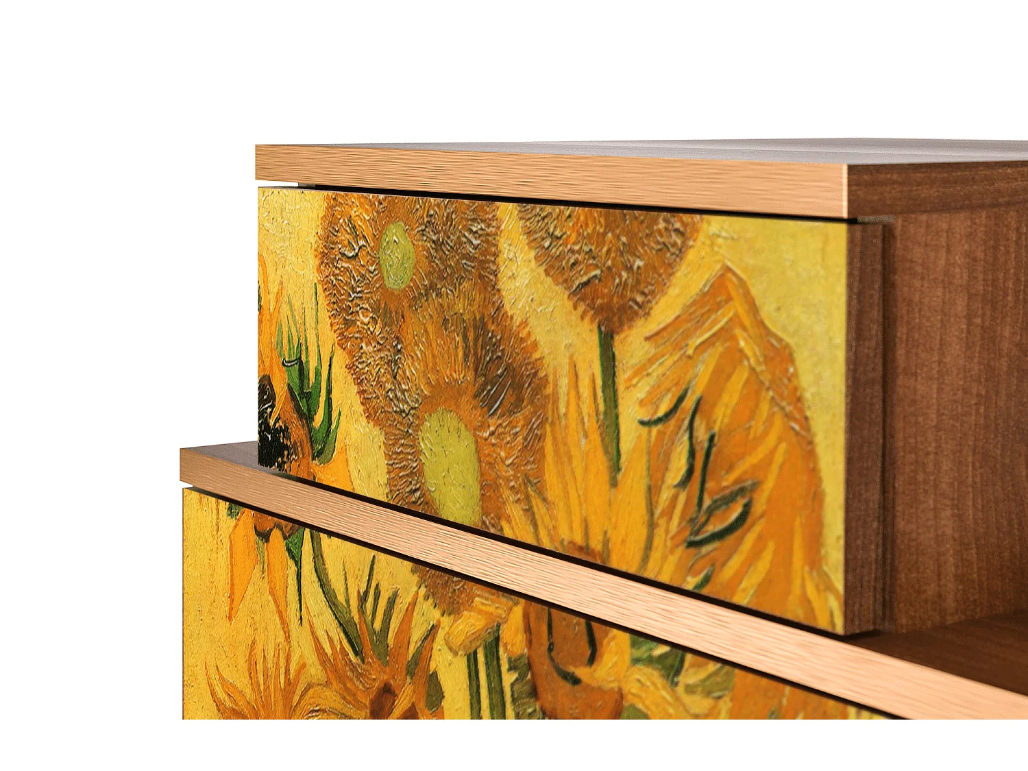 Criado-mudo - 58х58х41 cm - NS1 - Sunflowers, Nogueira