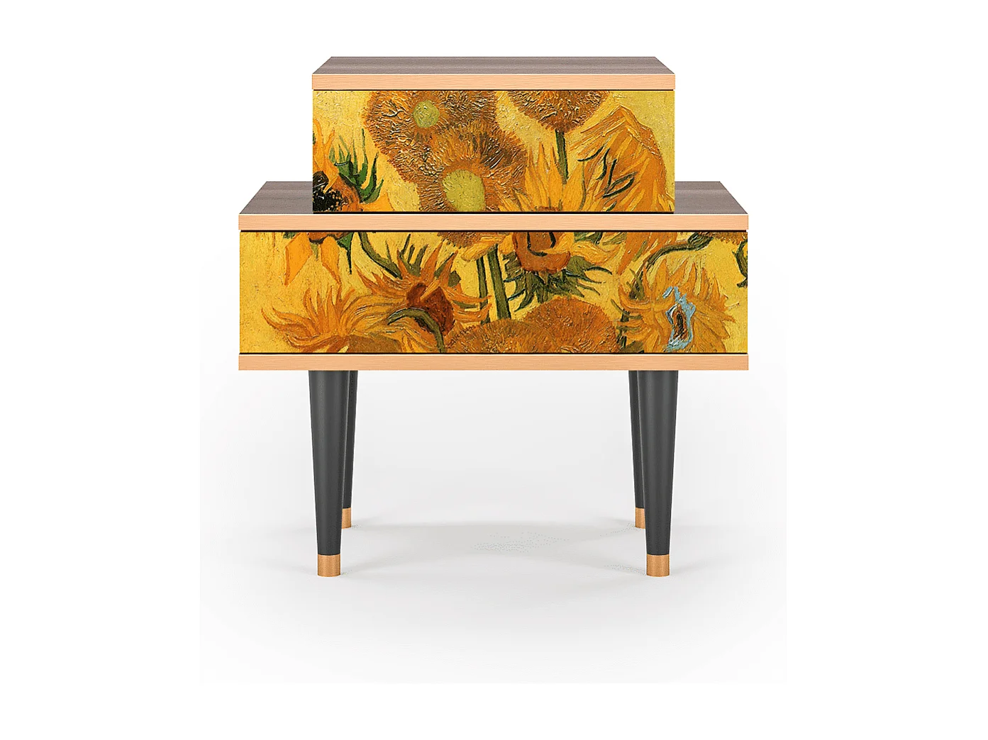 Nachtkastje - 58х58х41 cm - NS1 - Sunflowers, Walnoot