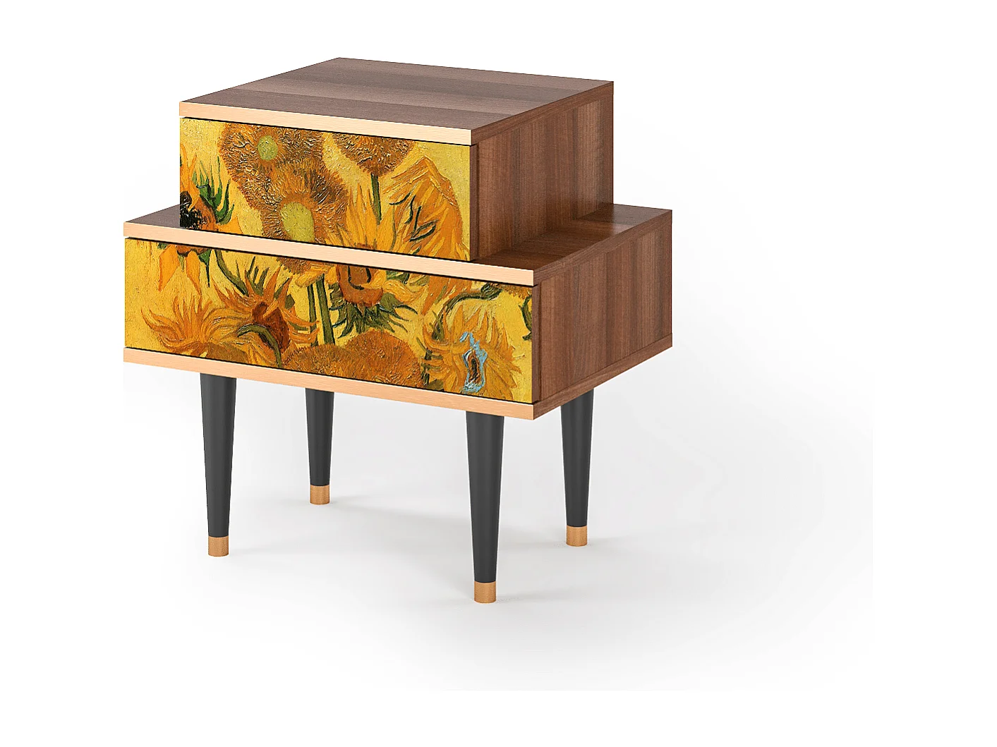 Nachtkastje - 58х58х41 cm - NS1 - Sunflowers, Walnoot