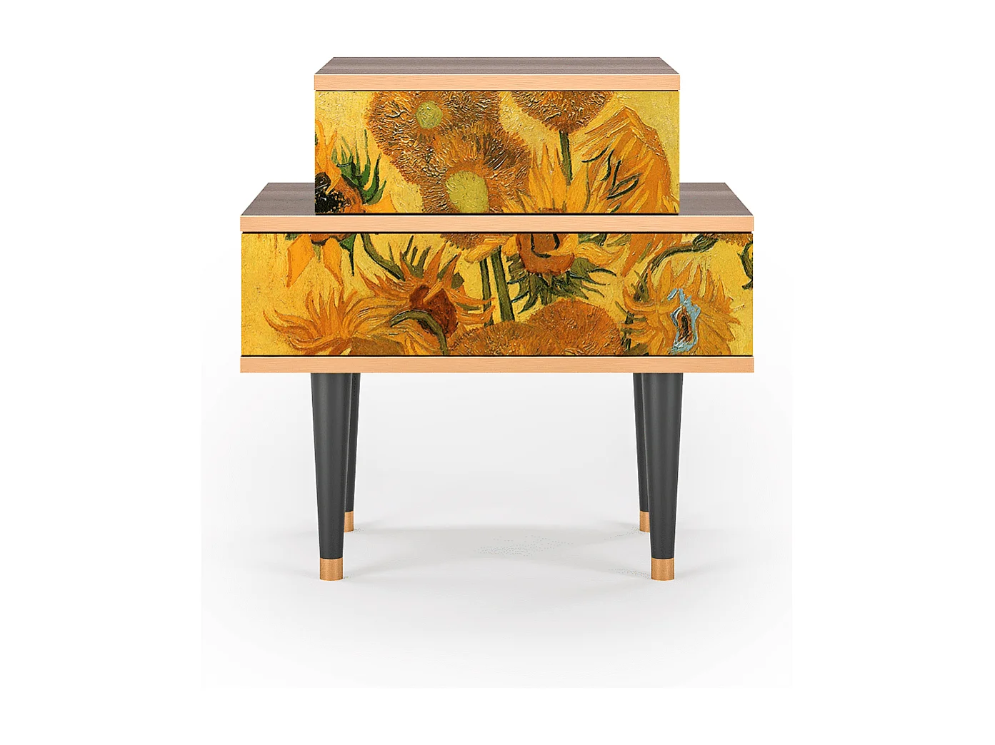 Stolik nocny - 58х58х41 cm - NS1 - Sunflowers, Orzech