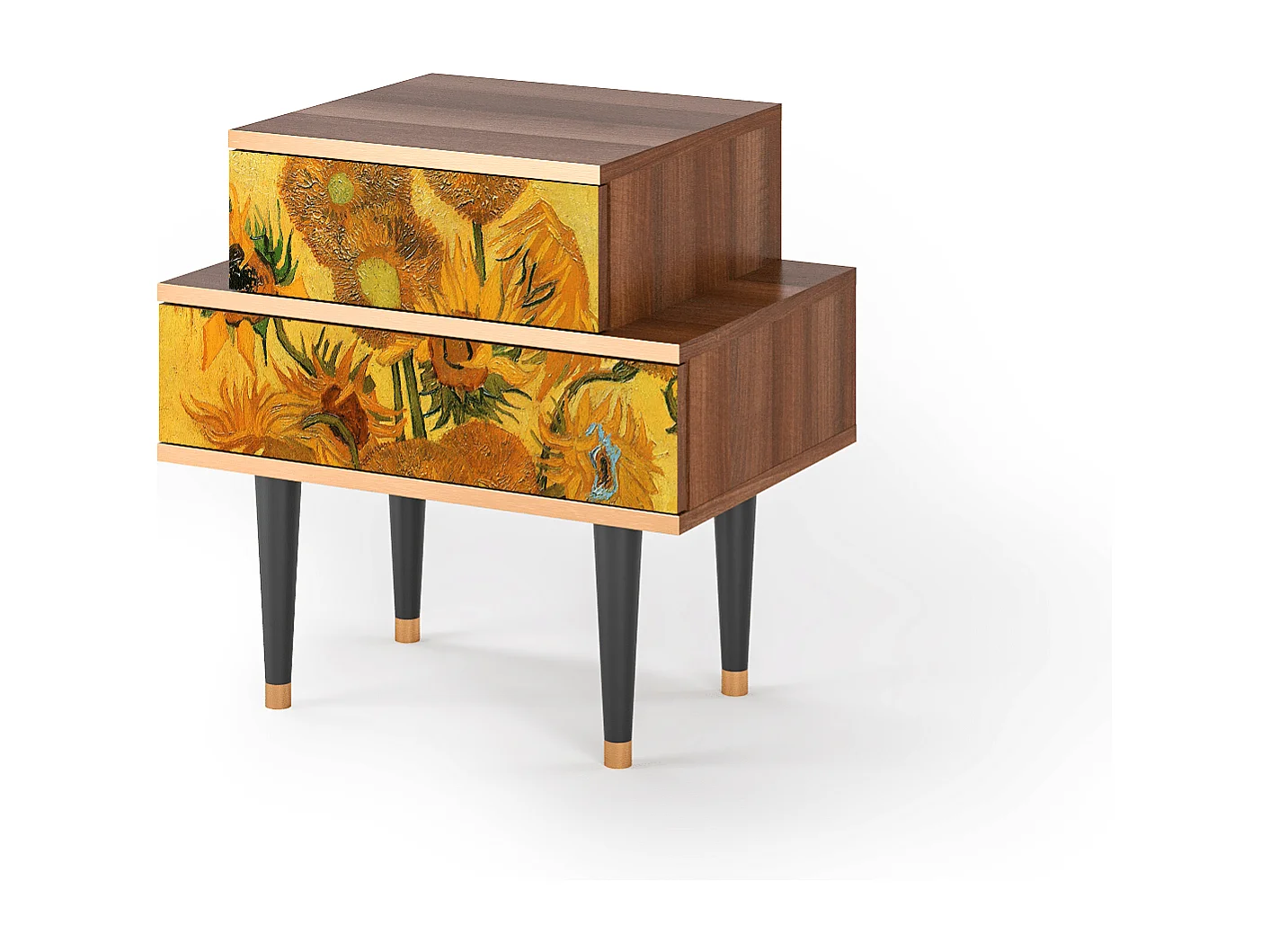 Stolik nocny - 58х58х41 cm - NS1 - Sunflowers, Orzech