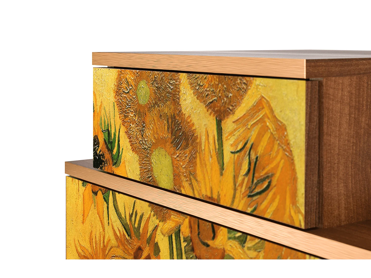 Stolik nocny - 58х58х41 cm - NS1 - Sunflowers, Orzech