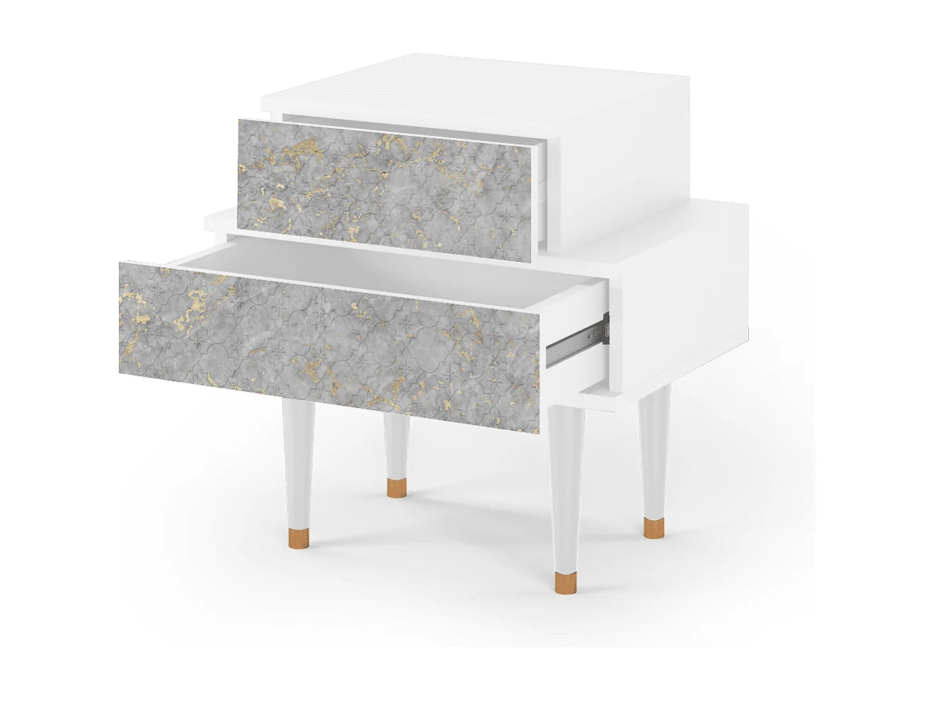 Stolik nocny - 58х58х41 cm - NS1 - Mariana Trench, Biały