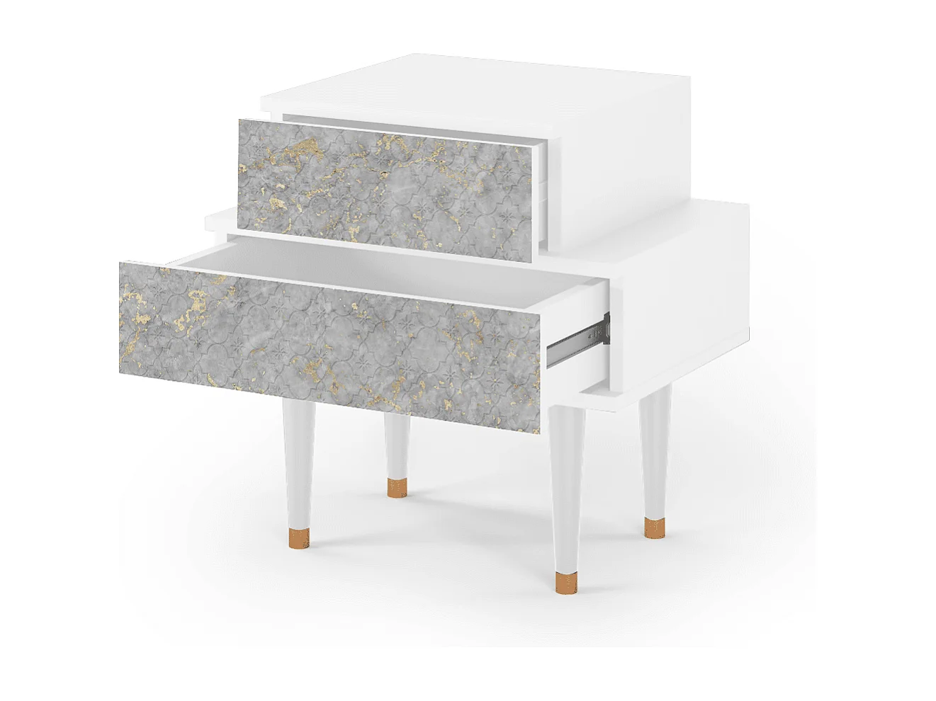 Stolik nocny - 58х58х41 cm - NS1 - Mariana Trench, Biały