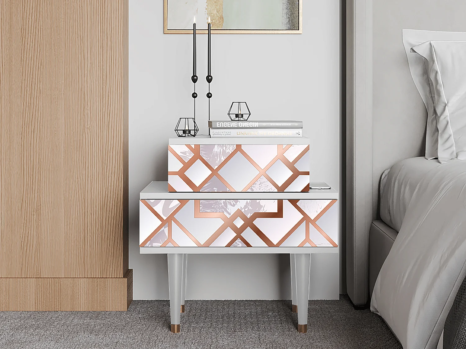 Table de nuit - 58х58х41 cm - NS1 - Pastel Fairytale, Blanc