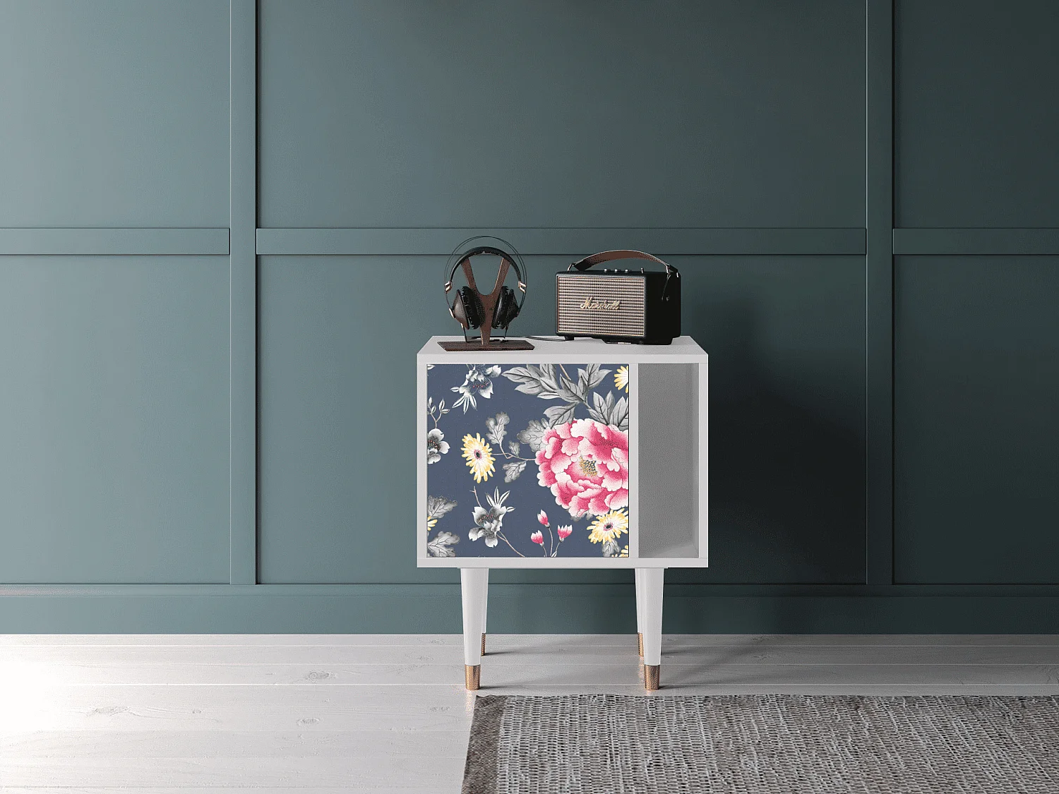 Table de nuit - 57х69х48 cm - S2 - Dark Flower Bed, Blanc