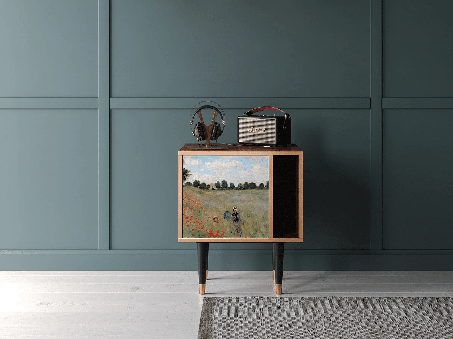 Criado-mudo - 57х69х48 cm - S2 - The Poppy Field   , Nogueira