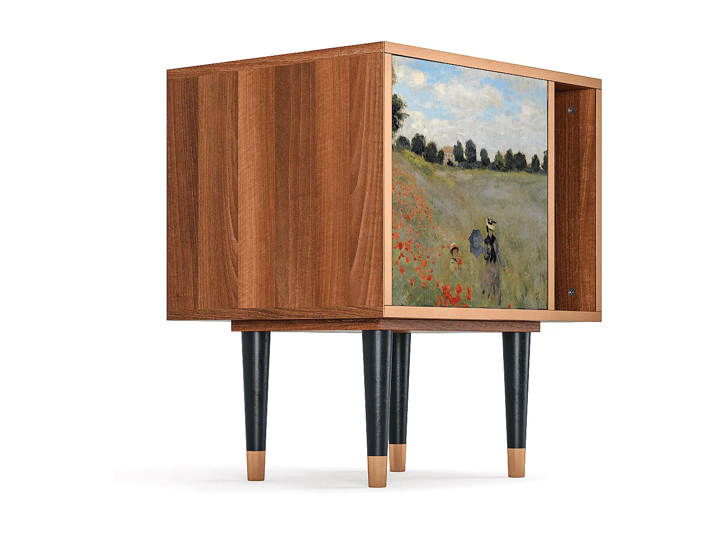 Table de nuit - 57х69х48 cm - S2 - The Poppy Field   , Noyer