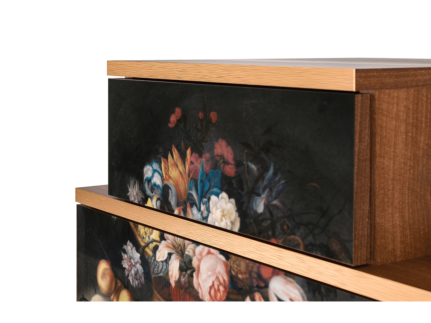 Table de nuit - 58х58х41 cm - NS1 - Still Life with Flowers, Noyer