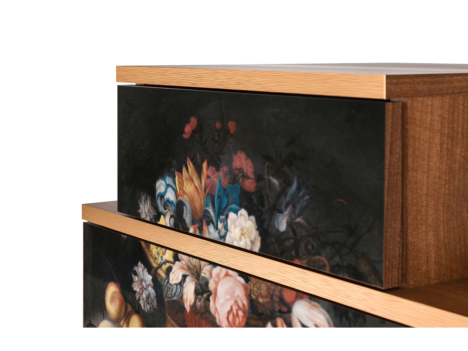 Stolik nocny - 58х58х41 cm - NS1 - Still Life with Flowers, Orzech