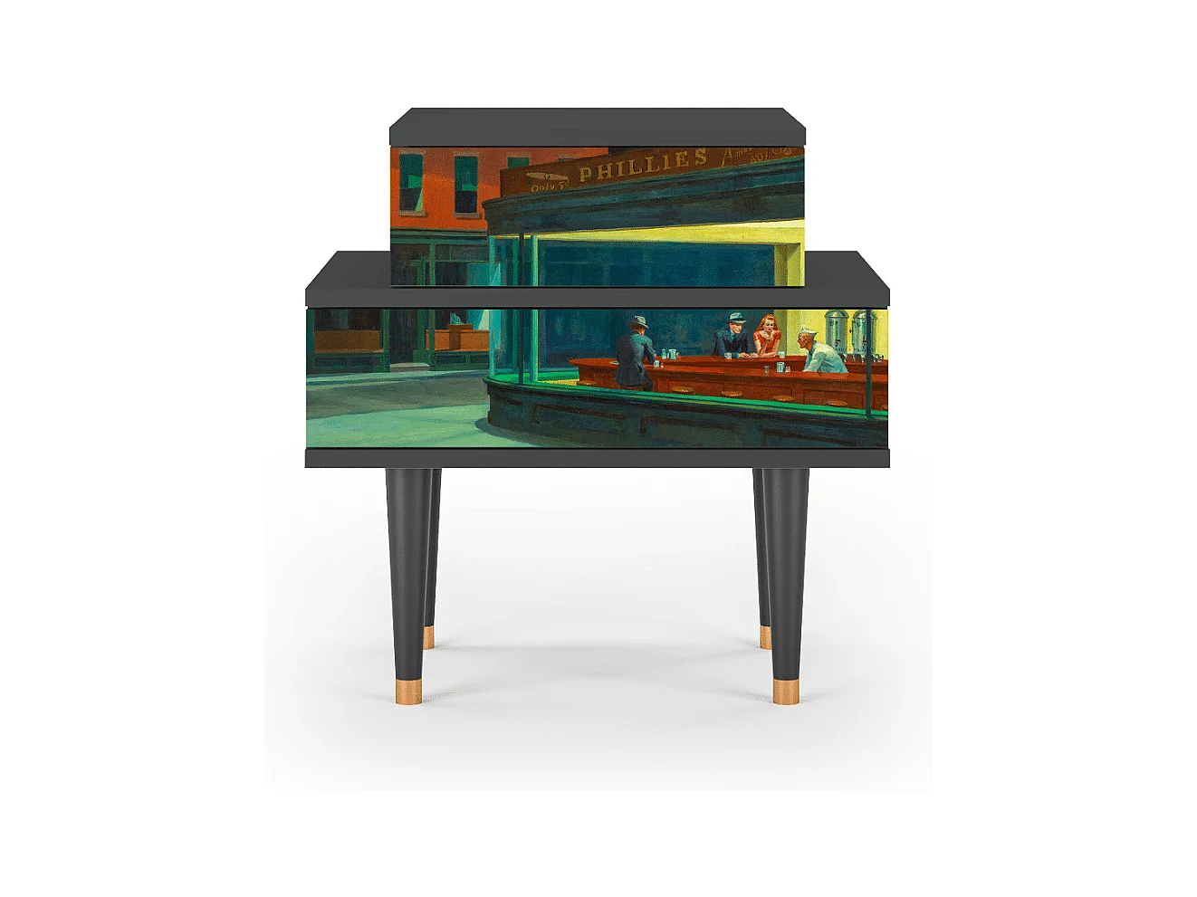 Table de nuit - 58х58х41 cm - NS1 - Nighthawks by Hopper, Anthracite