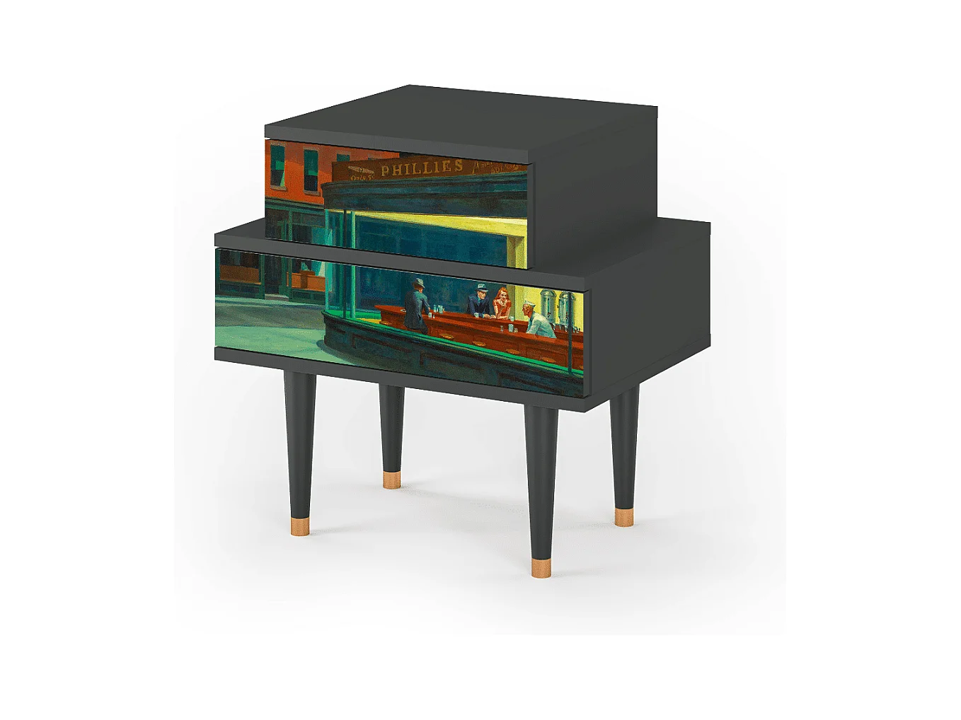 Table de nuit - 58х58х41 cm - NS1 - Nighthawks by Hopper, Anthracite