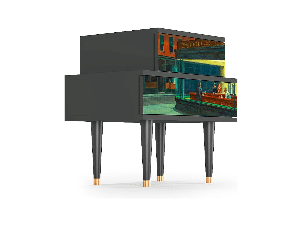 Table de nuit - 58х58х41 cm - NS1 - Nighthawks by Hopper, Anthracite