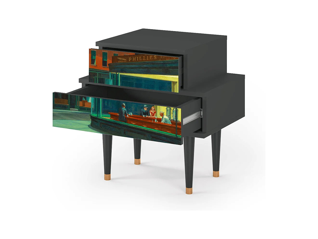 Table de nuit - 58х58х41 cm - NS1 - Nighthawks by Hopper, Anthracite