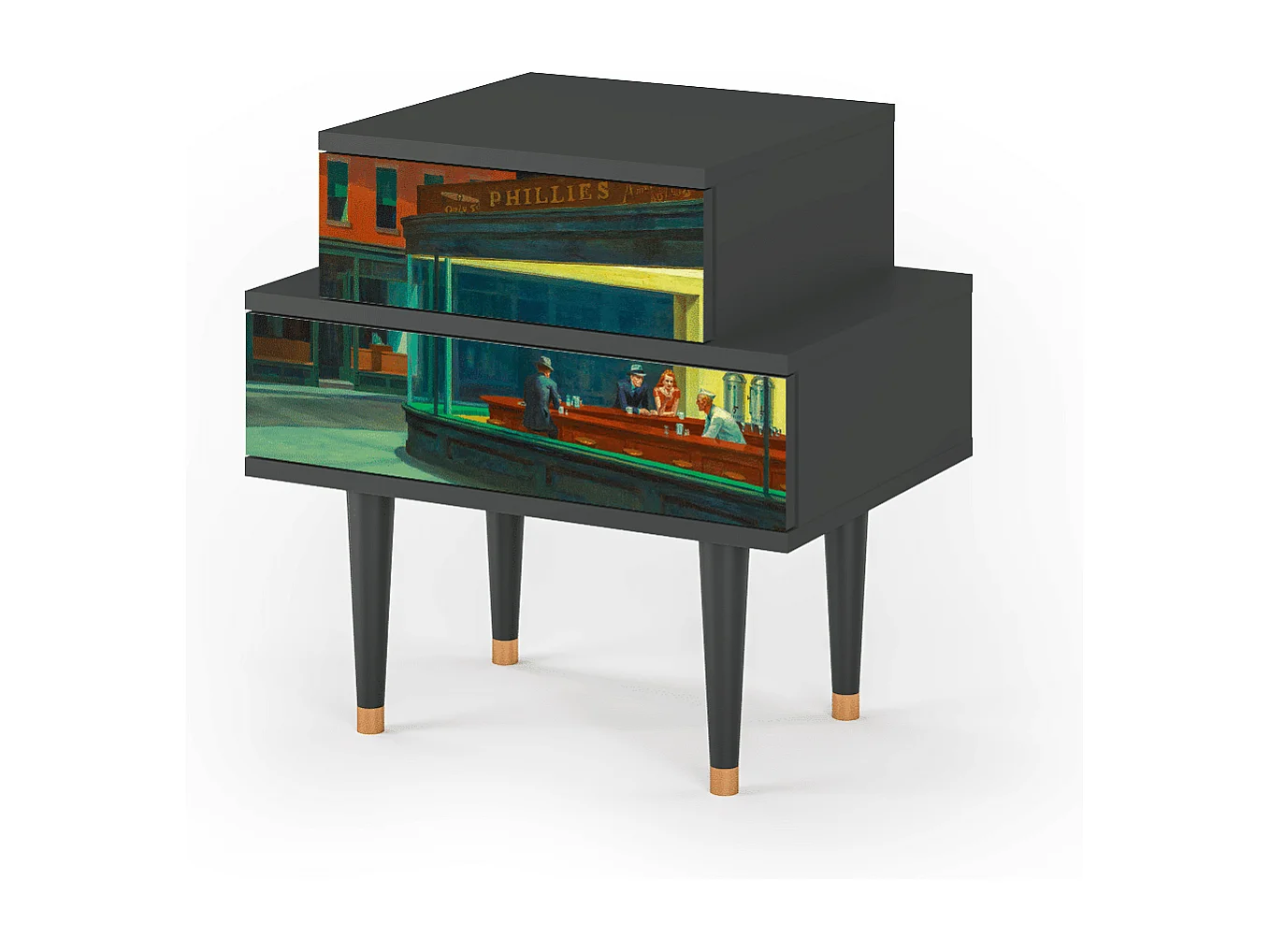 Mesita de noche - 58х58х41 cm - NS1 - Nighthawks by Hopper, Antracita