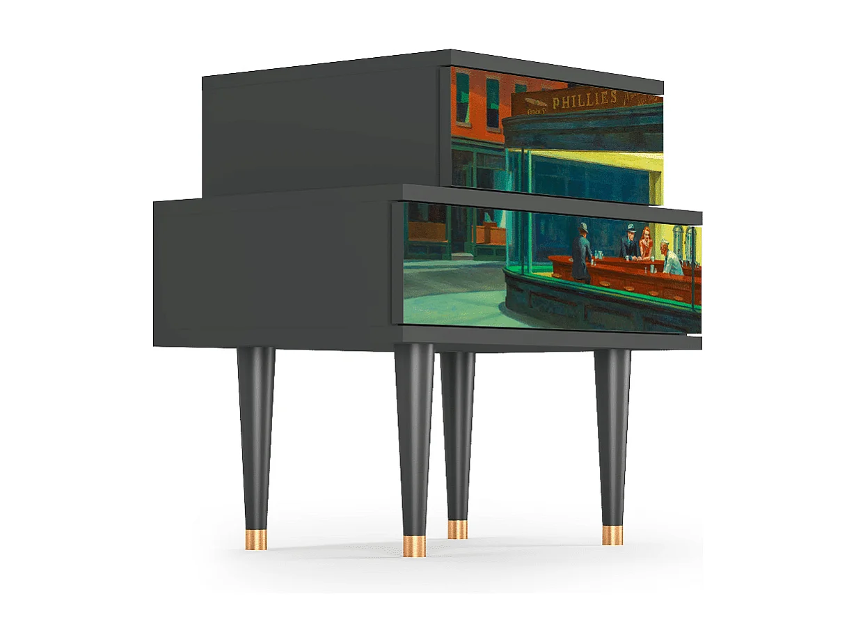 Mesita de noche - 58х58х41 cm - NS1 - Nighthawks by Hopper, Antracita