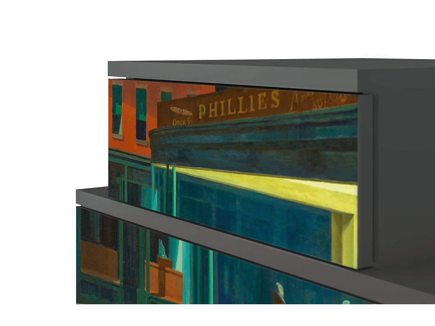 Mesita de noche - 58х58х41 cm - NS1 - Nighthawks by Hopper, Antracita