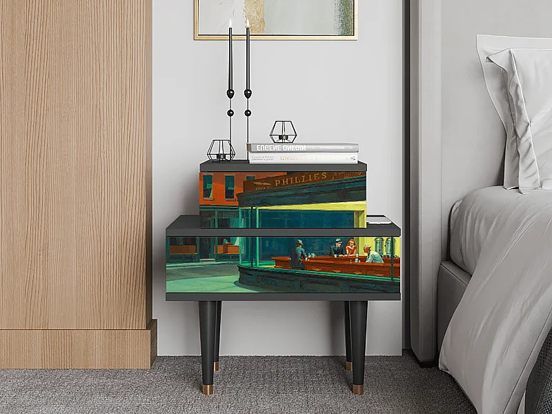 Table de nuit - 58х58х41 cm - NS1 - Nighthawks by Hopper, Anthracite