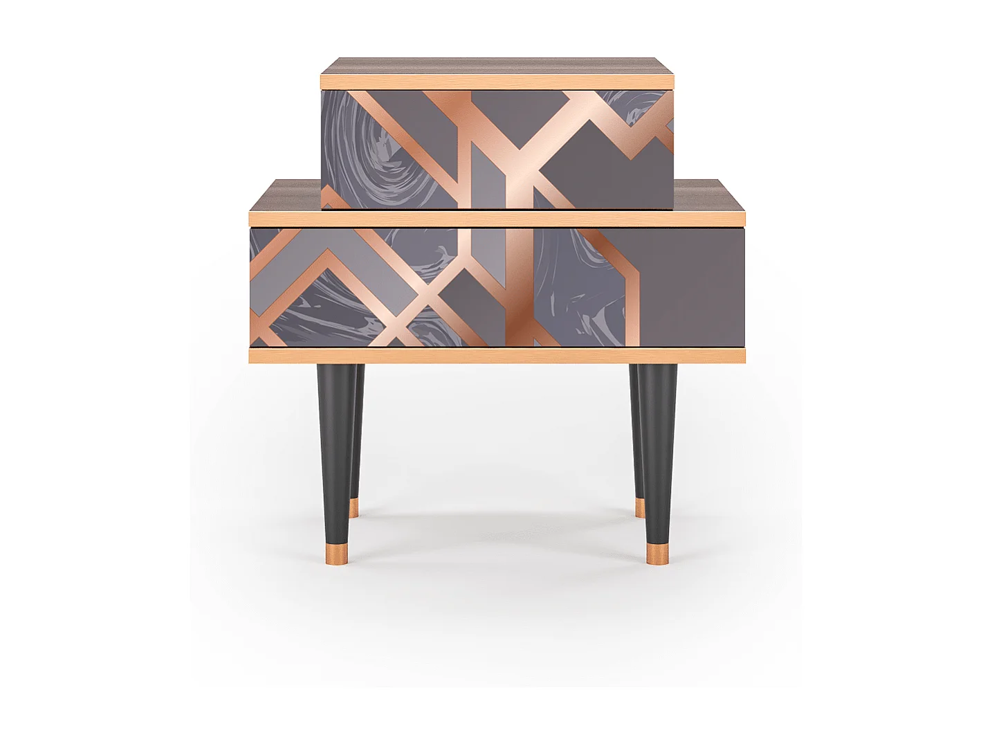 Comodino - 58х58х41 cm - NS1 - Taupe Anatomy, Noce