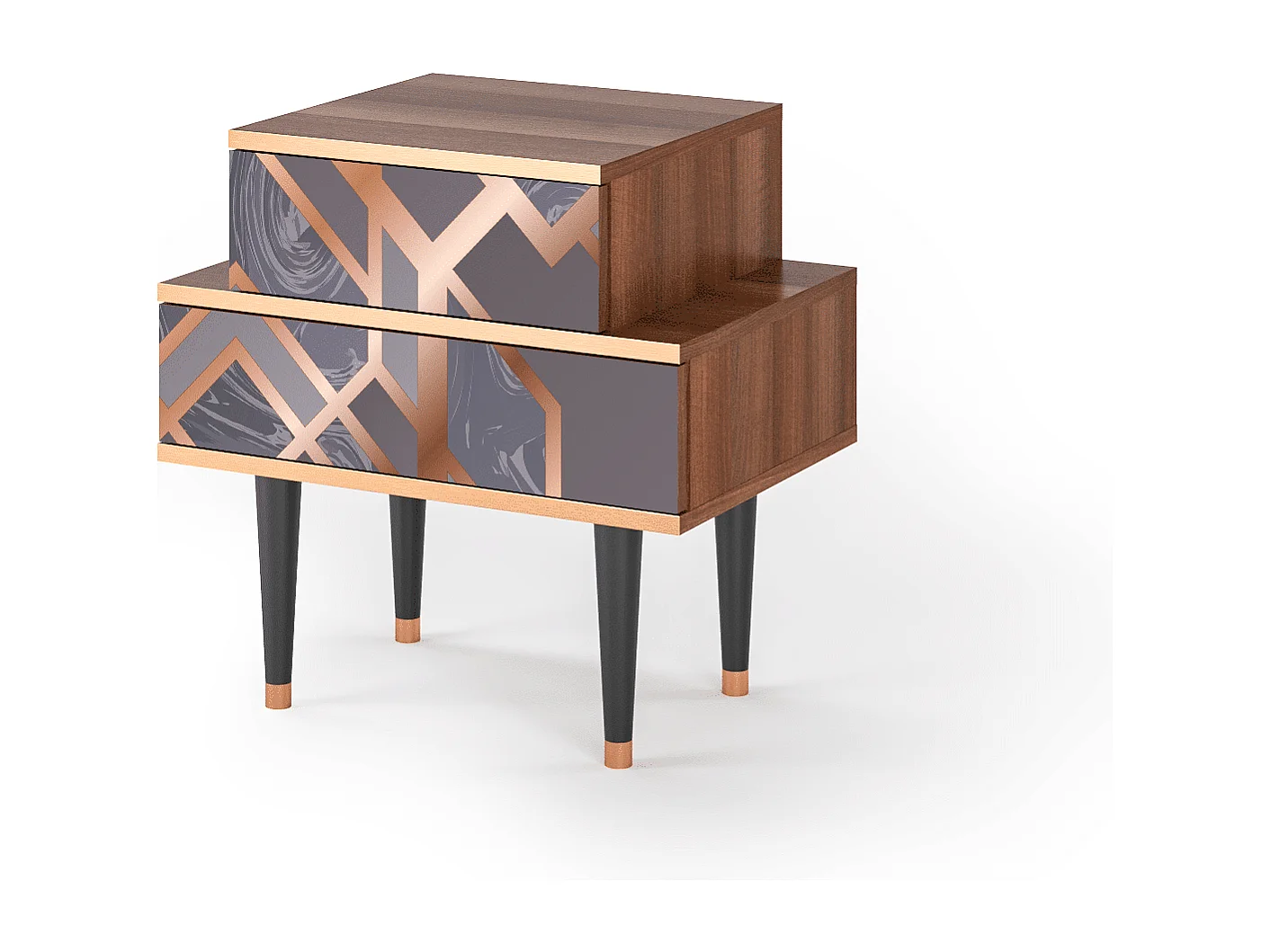 Comodino - 58х58х41 cm - NS1 - Taupe Anatomy, Noce