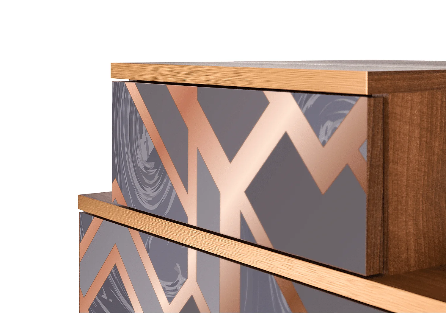 Comodino - 58х58х41 cm - NS1 - Taupe Anatomy, Noce