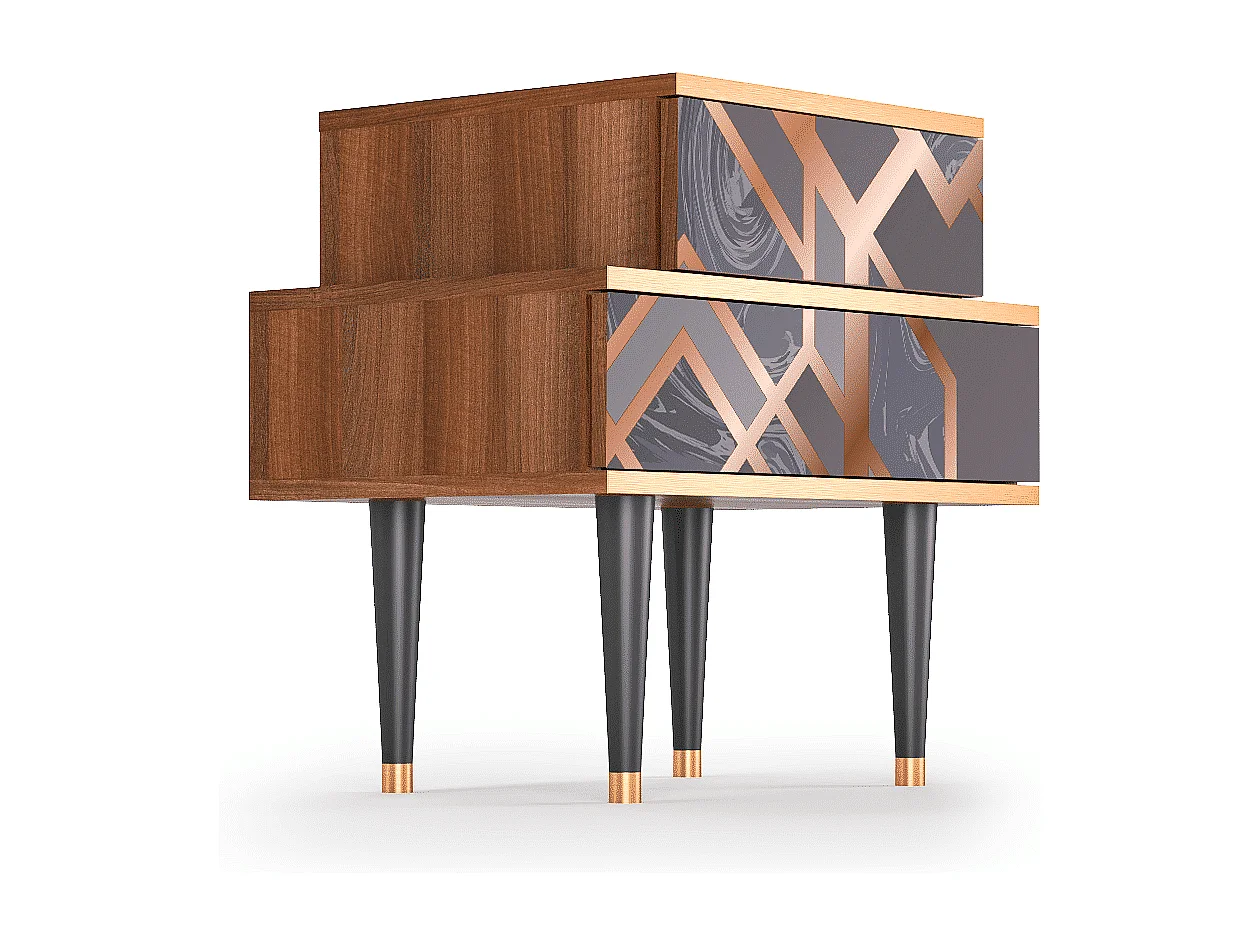 Criado-mudo - 58х58х41 cm - NS1 - Taupe Anatomy, Nogueira