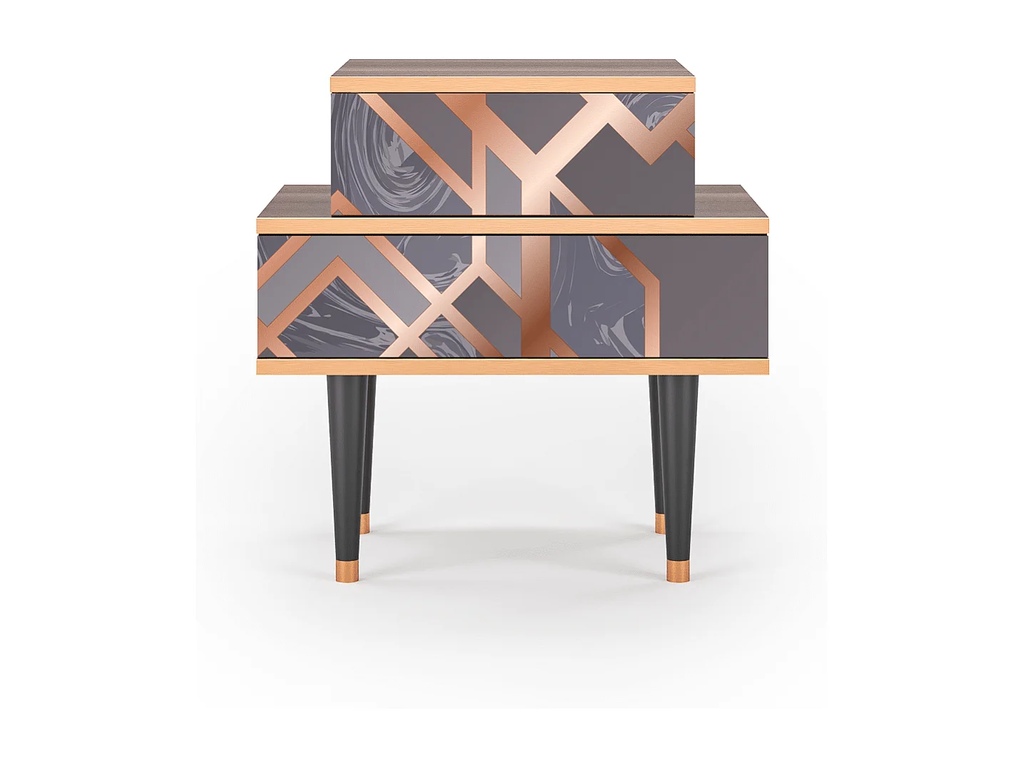 Table de nuit - 58х58х41 cm - NS1 - Taupe Anatomy, Noyer