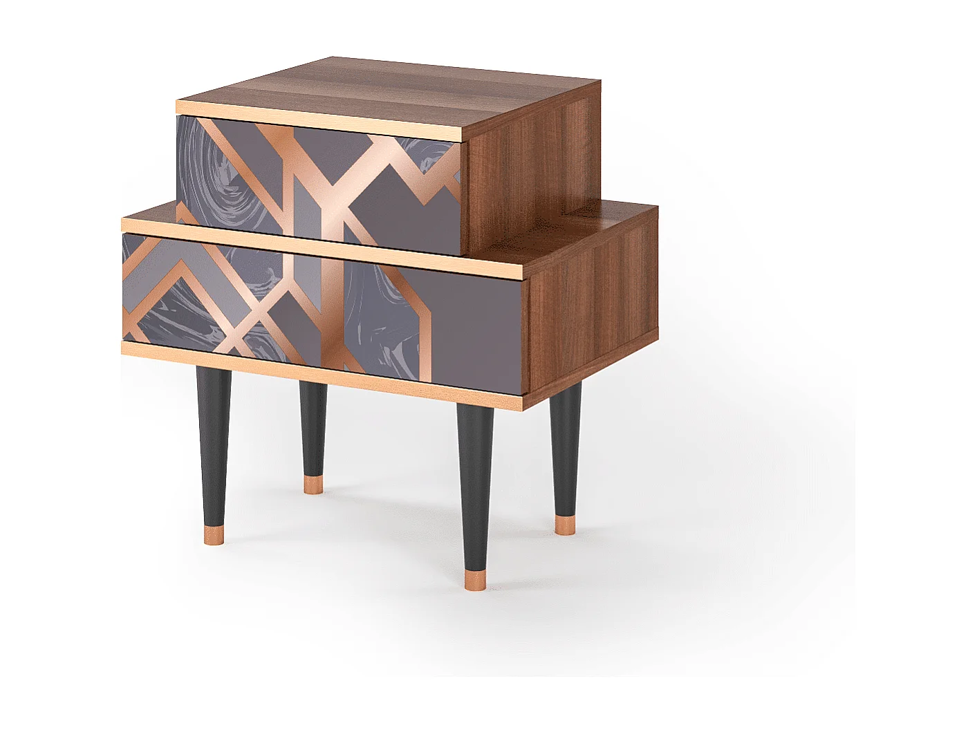 Table de nuit - 58х58х41 cm - NS1 - Taupe Anatomy, Noyer