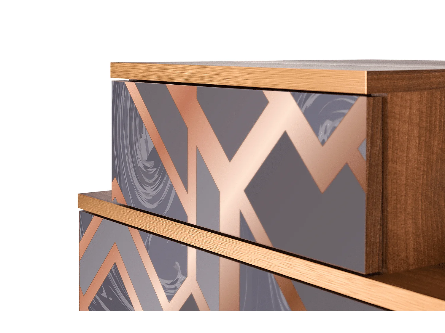 Table de nuit - 58х58х41 cm - NS1 - Taupe Anatomy, Noyer