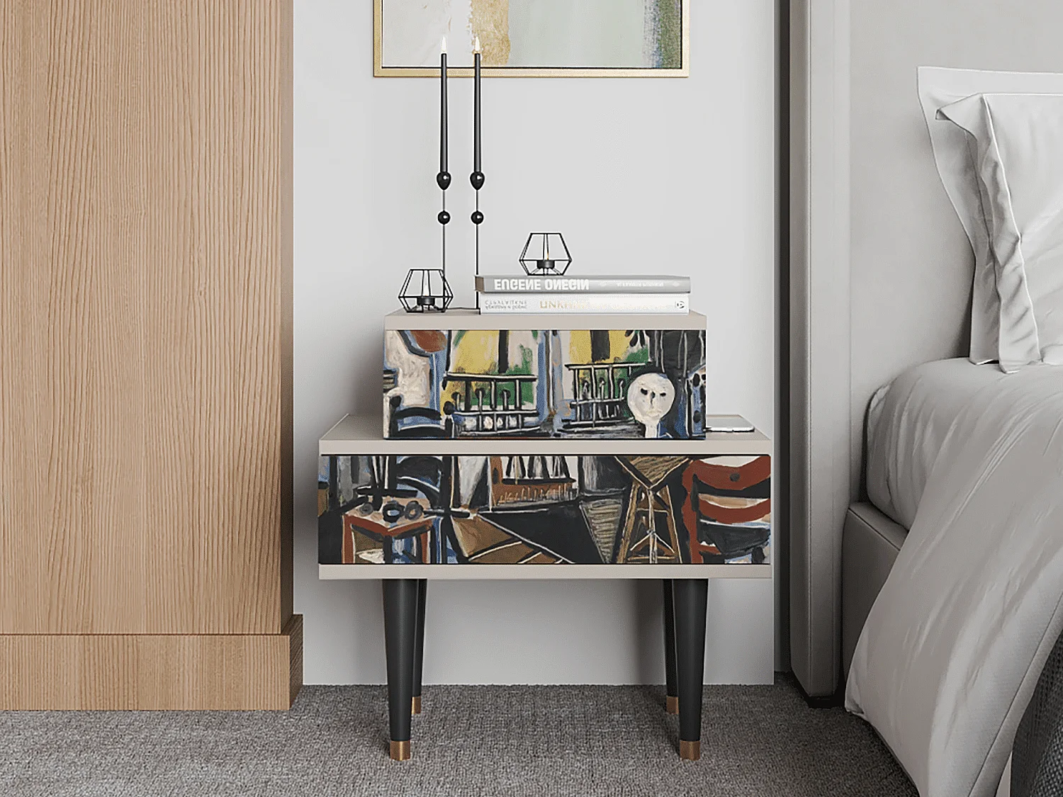 Stolik nocny - 58х58х41 cm - NS1 - The Studio , Piaskowy