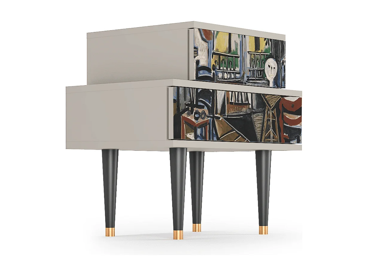 Stolik nocny - 58х58х41 cm - NS1 - The Studio , Piaskowy