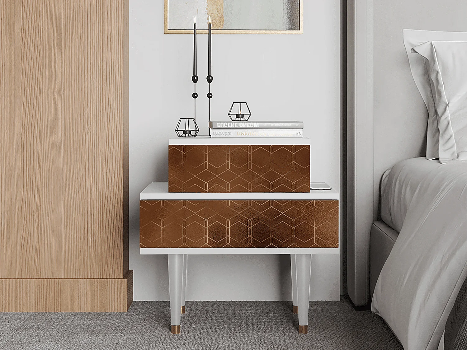 Table de nuit - 58х58х41 cm - NS1 - Chocolate Bar, Blanc