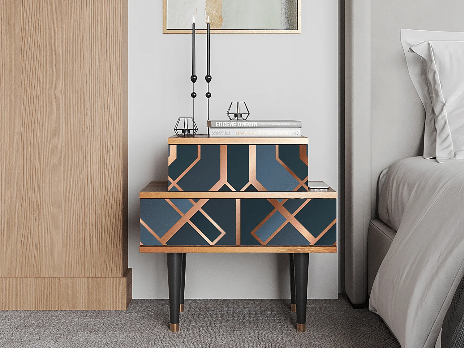 Table de nuit - 58х58х41 cm - NS1 - Ashy 1920', Noyer