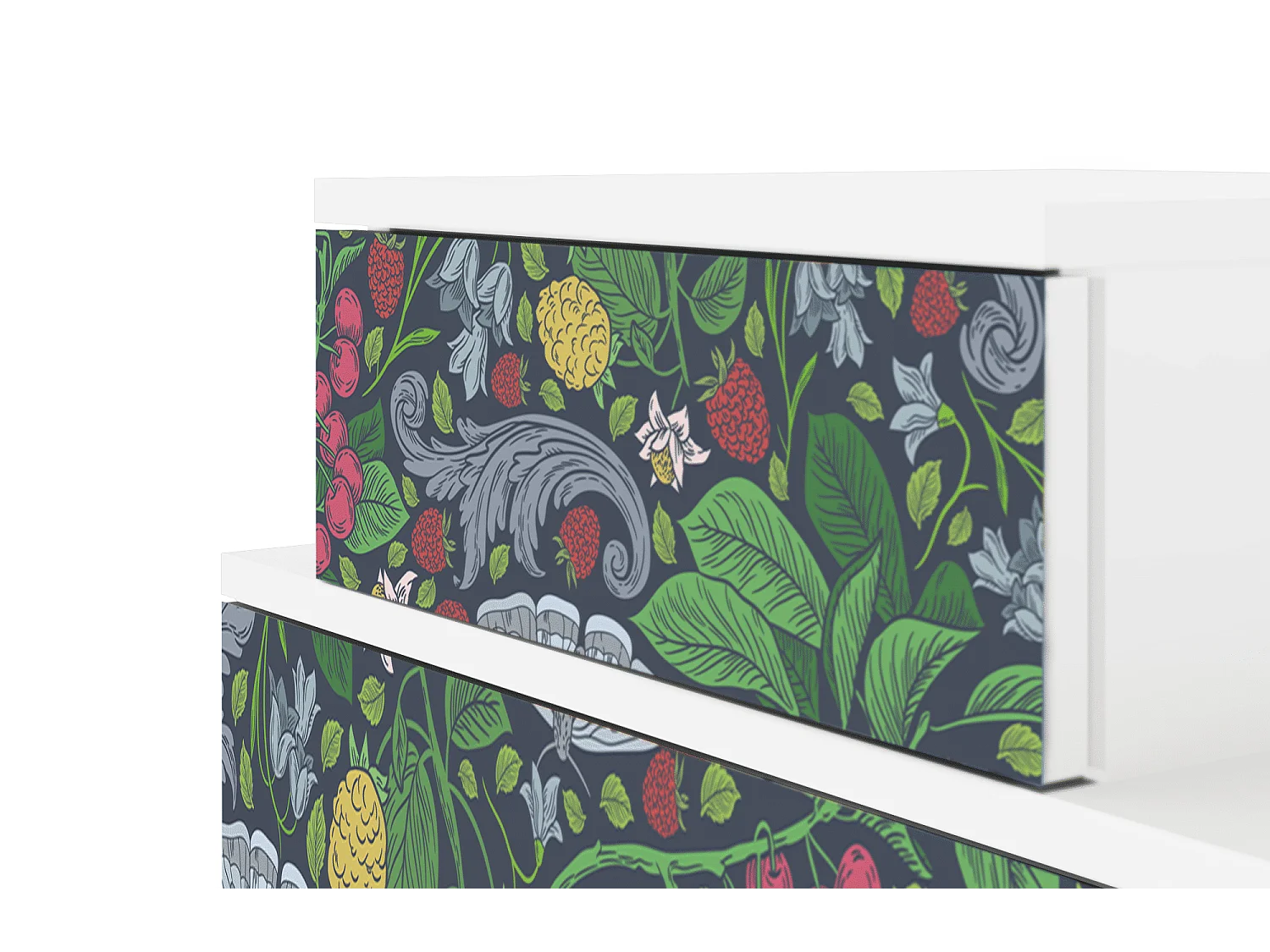 Stolik nocny - 58х58х41 cm - NS1 - Summer Berries, Biały