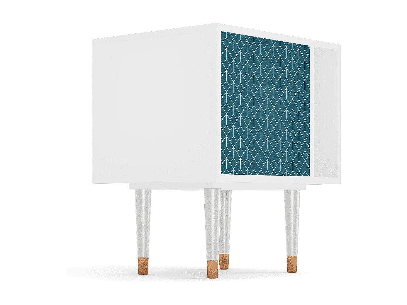 Mesita de noche - 57х69х48 cm - S2 - Turquoise Geometry, Blanco