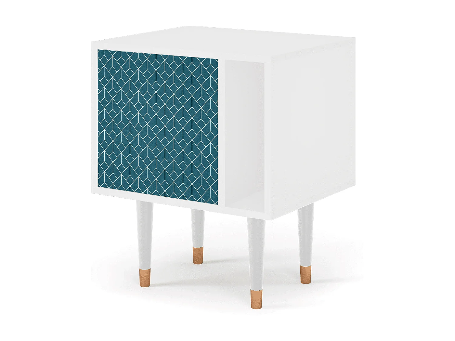 Mesita de noche - 57х69х48 cm - S2 - Turquoise Geometry, Blanco