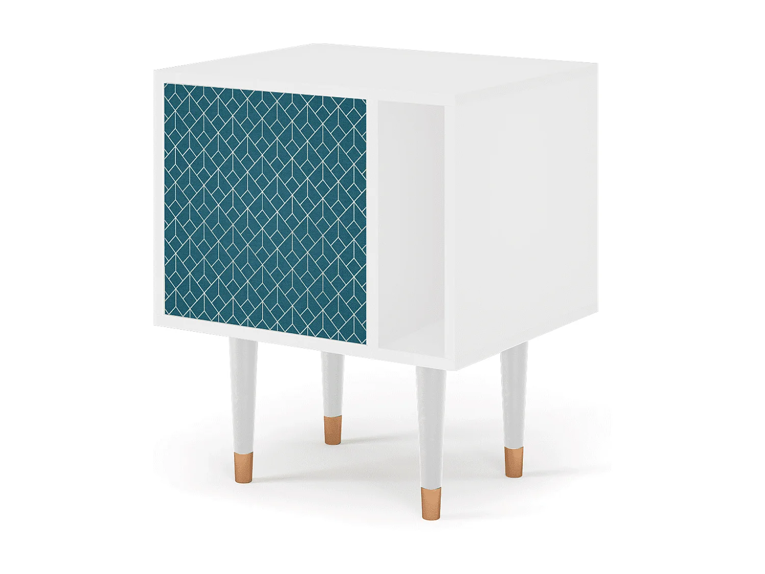 Table de nuit - 57х69х48 cm - S2 - Turquoise Geometry, Blanc