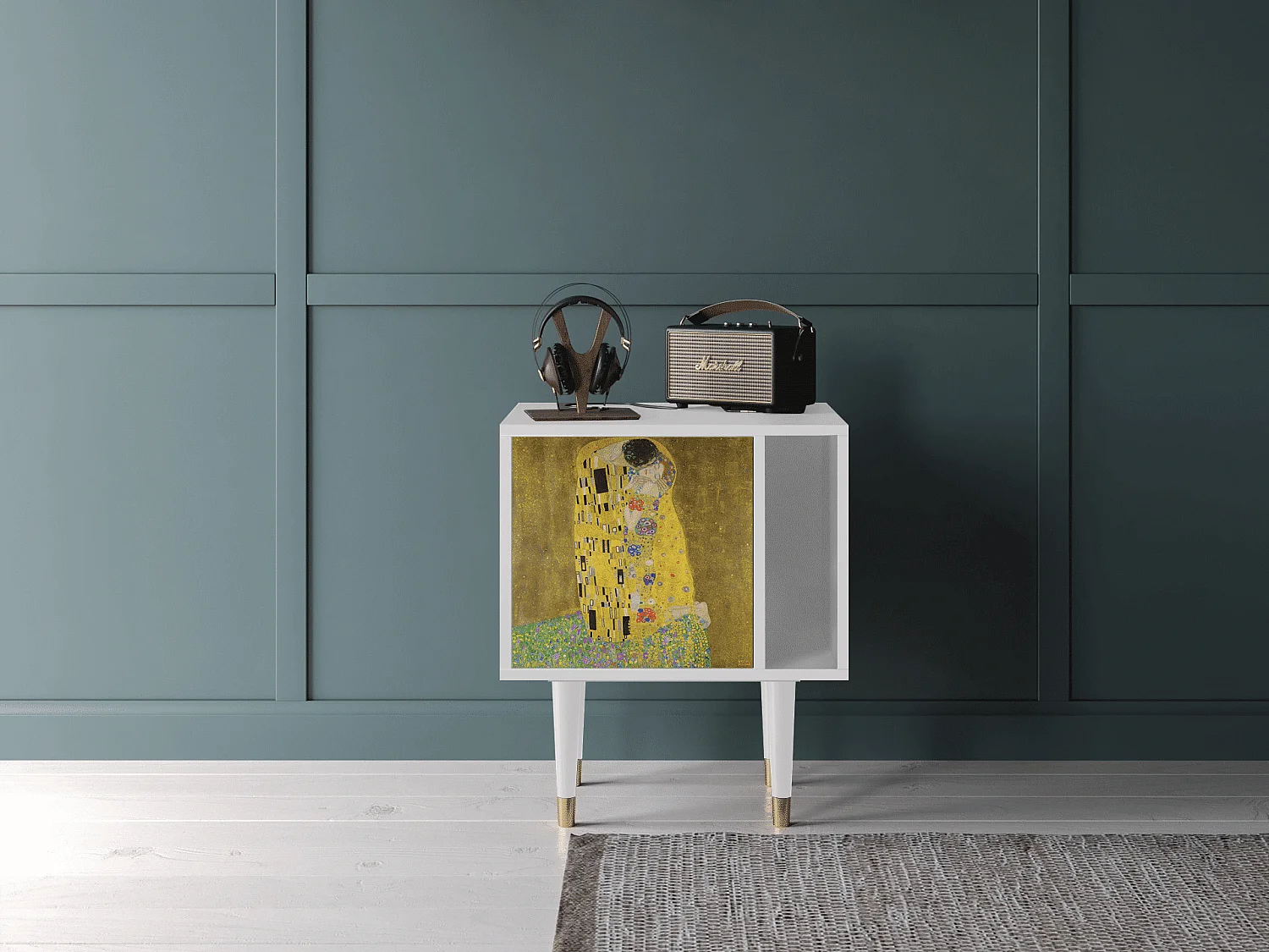 Table de nuit - 57х69х48 cm - S2 - The Kiss by Klimt , Blanc