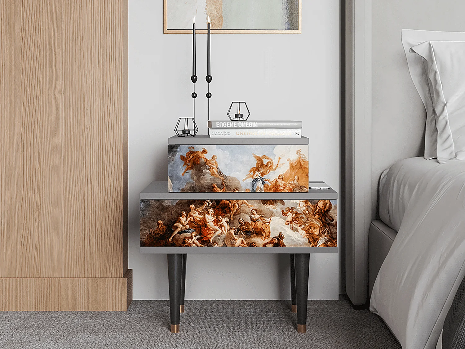 Criado-mudo - 58х58х41 cm - NS1 - Versailles, Cinza