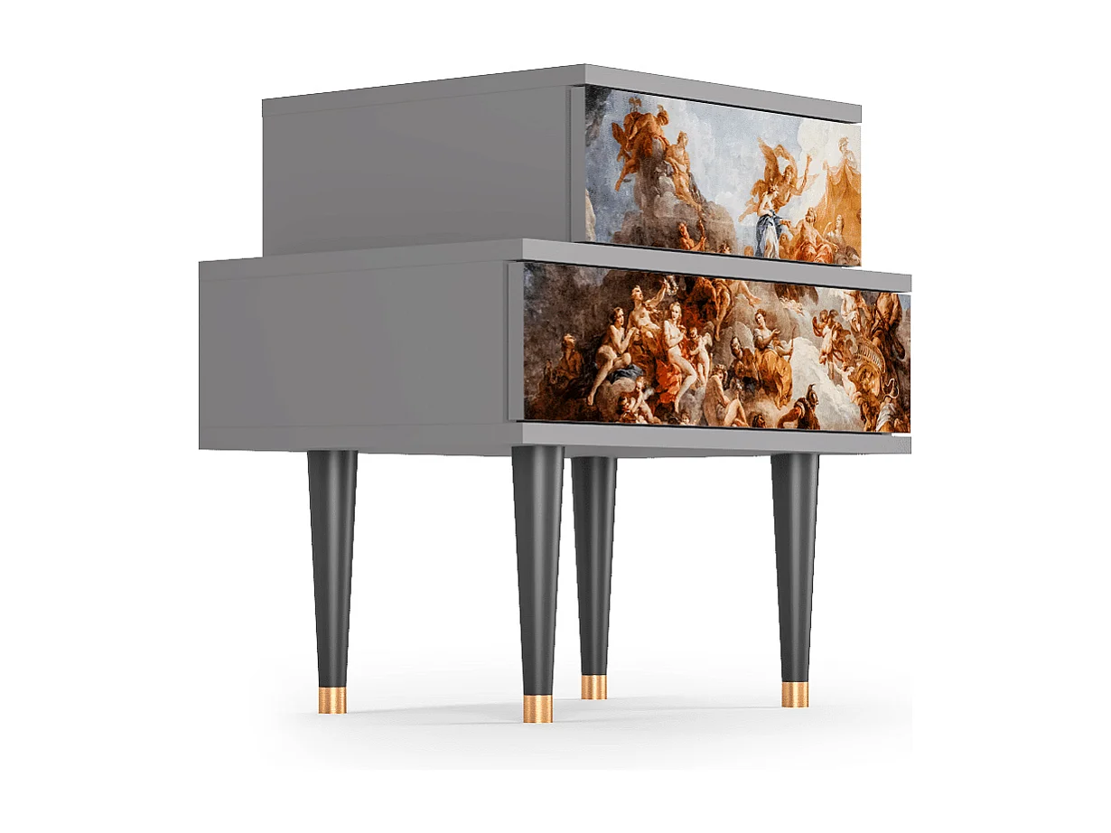 Stolik nocny - 58х58х41 cm - NS1 - Versailles, Szary