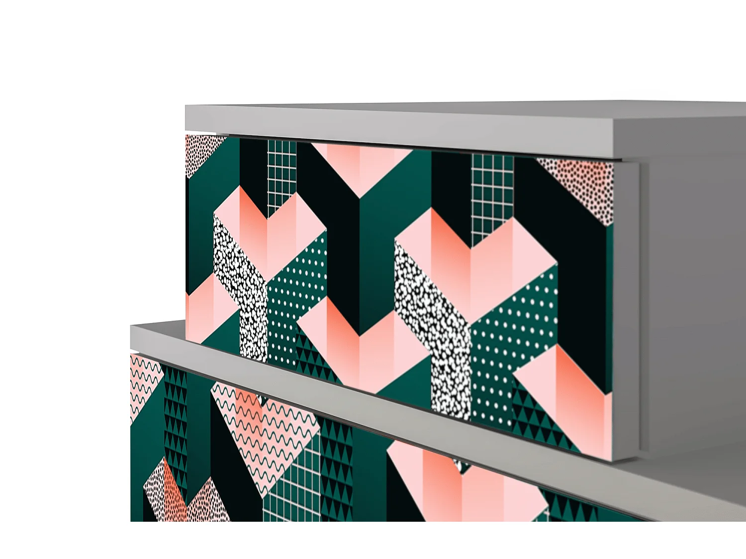 Stolik nocny - 58х58х41 cm - NS1 - Geometric Madness, Szary