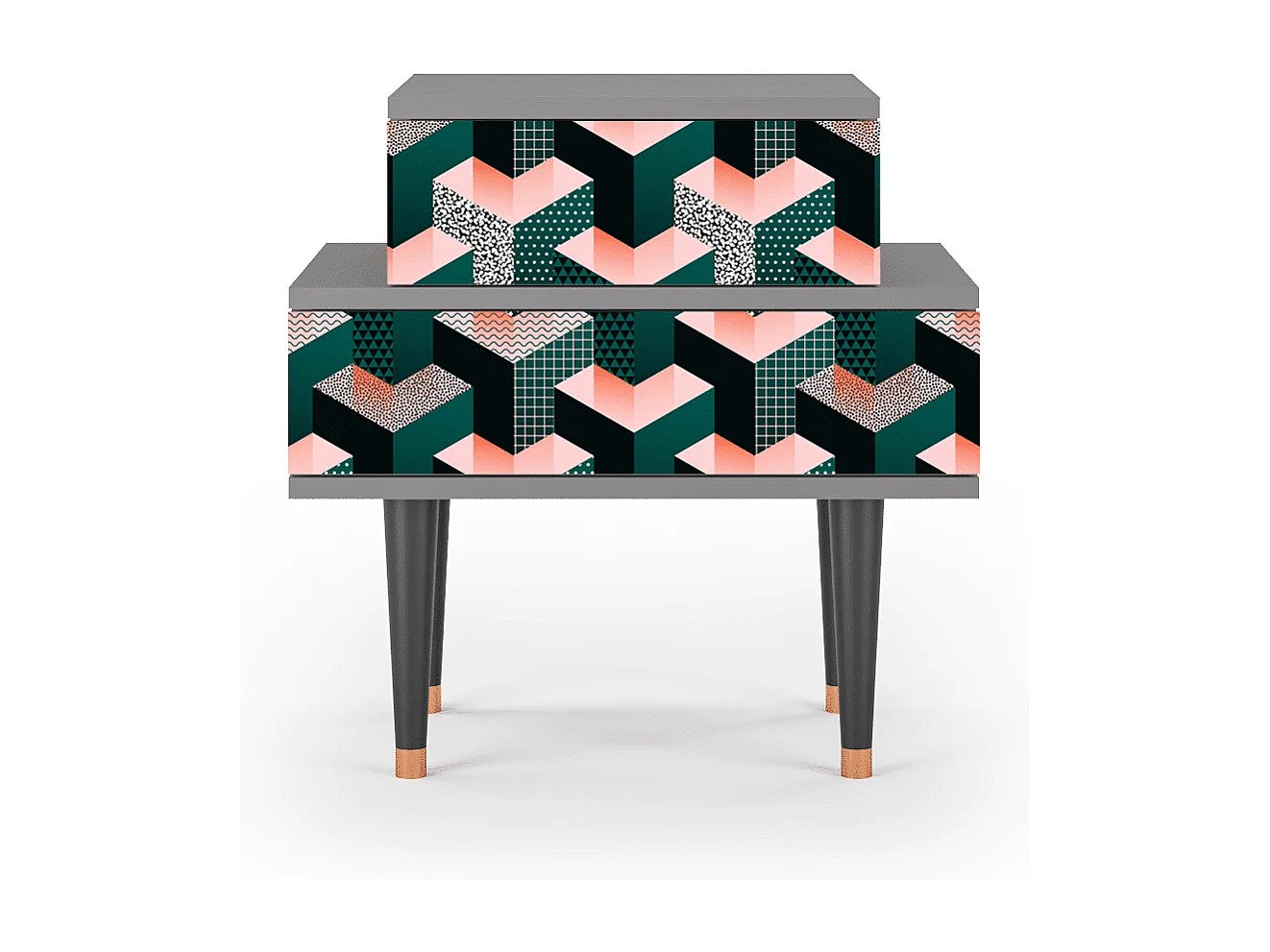 Table de nuit - 58х58х41 cm - NS1 - Geometric Madness, Gris
