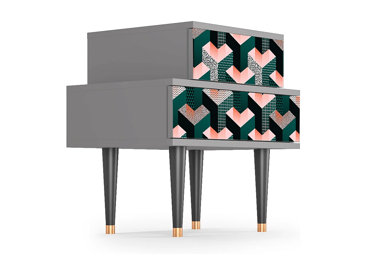 Table de nuit - 58х58х41 cm - NS1 - Geometric Madness, Gris