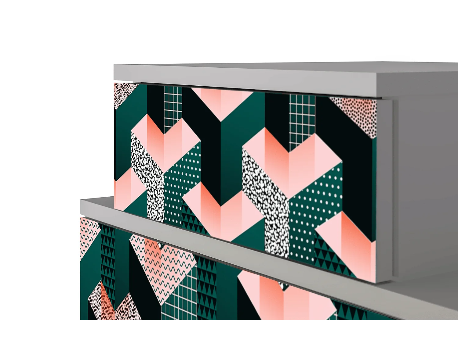 Stolik nocny - 58х58х41 cm - NS1 - Geometric Madness, Szary