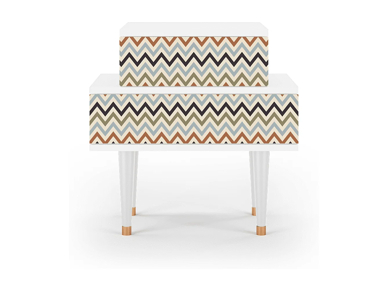 Table de nuit - 58х58х41 cm - NS1 - Bright Ripple, Blanc
