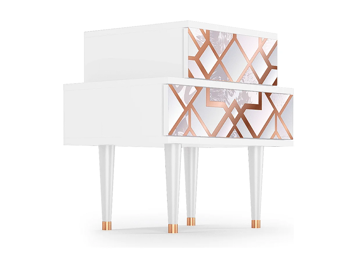 Table de nuit - 58х58х41 cm - NS1 - Bright Ripple, Blanc