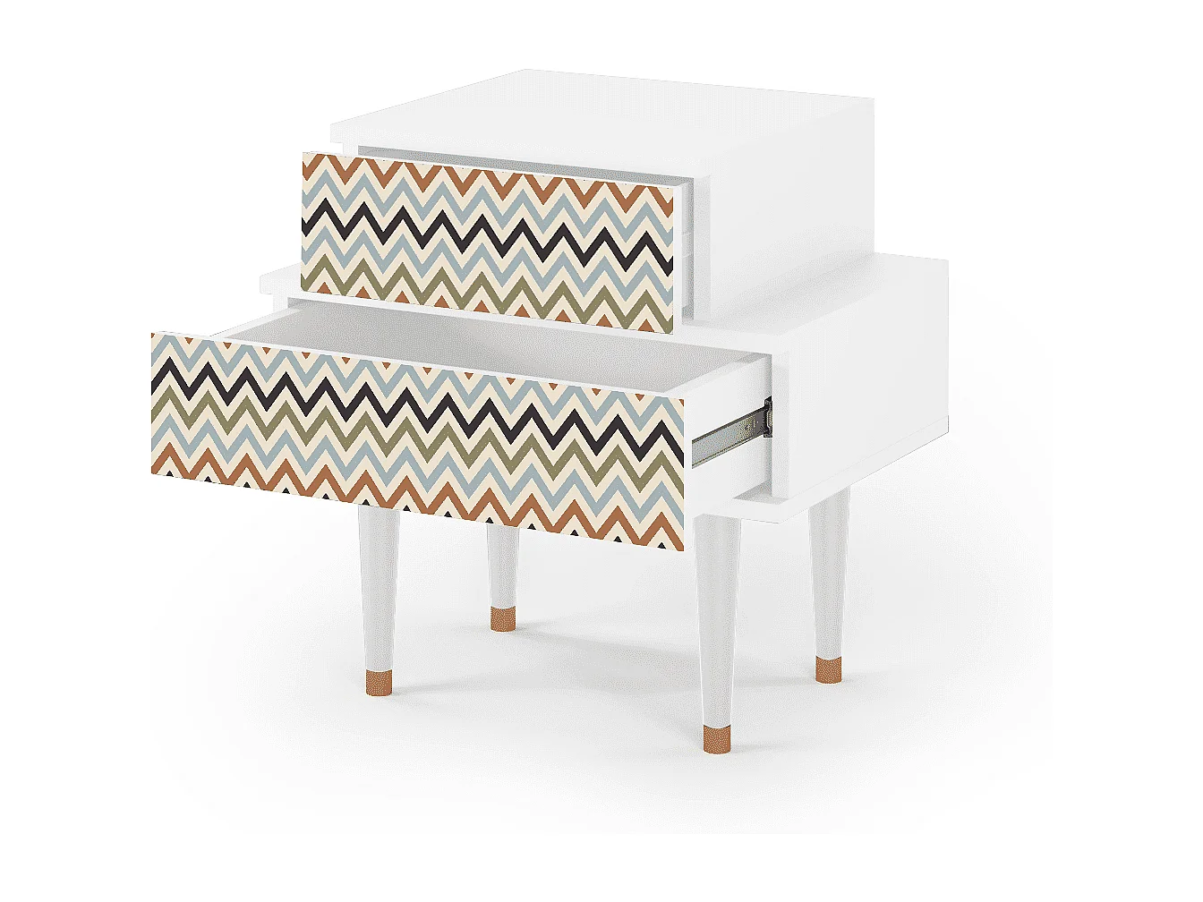 Table de nuit - 58х58х41 cm - NS1 - Bright Ripple, Blanc