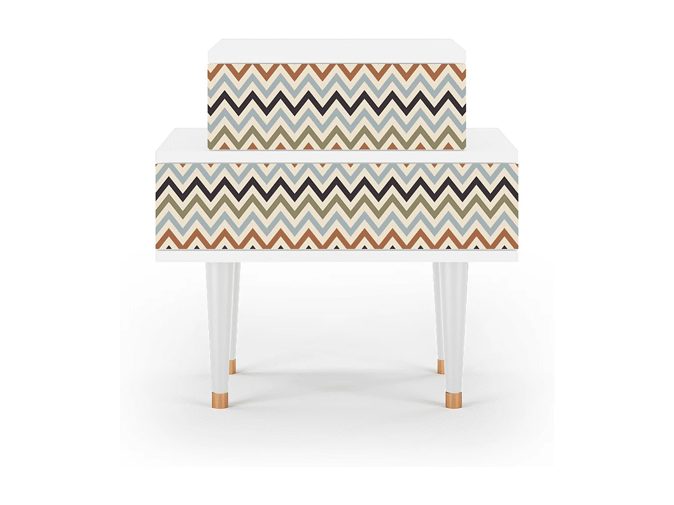 Table de nuit - 58х58х41 cm - NS1 - Bright Ripple, Blanc