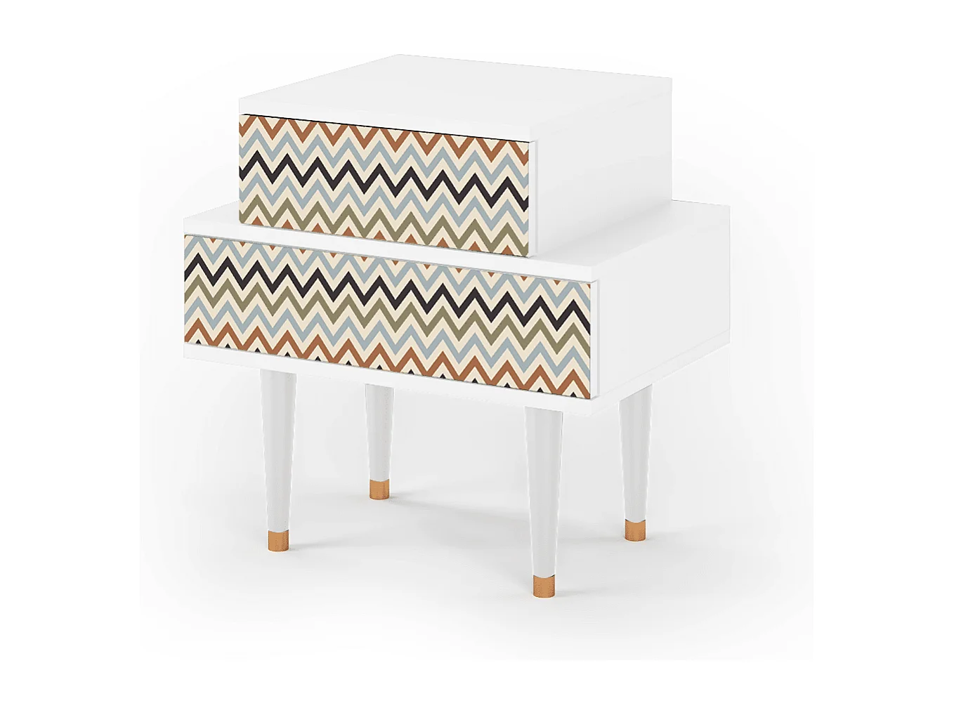 Table de nuit - 58х58х41 cm - NS1 - Bright Ripple, Blanc