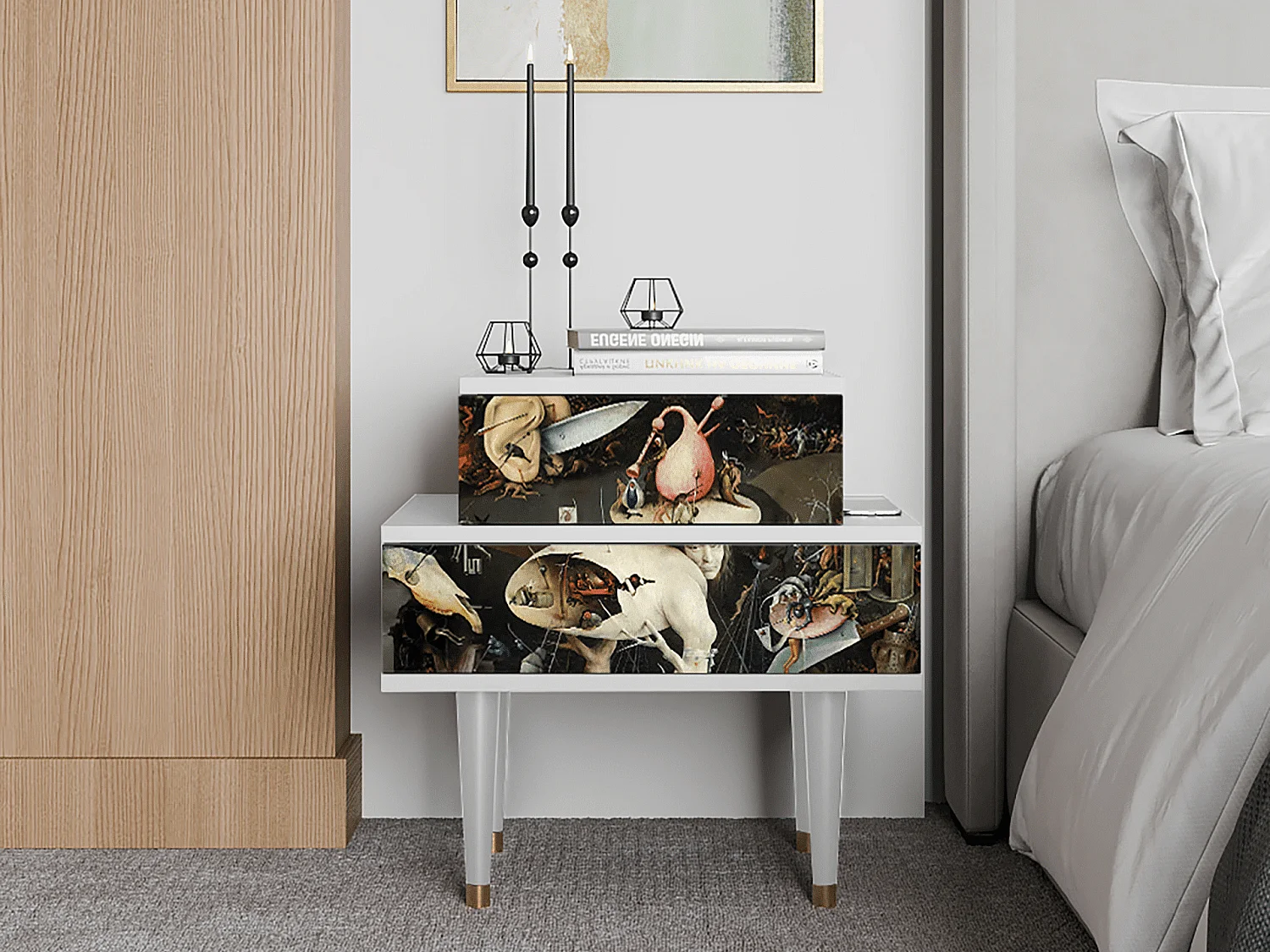 Stolik nocny - 58х58х41 cm - NS1 - The Garden 2, Biały